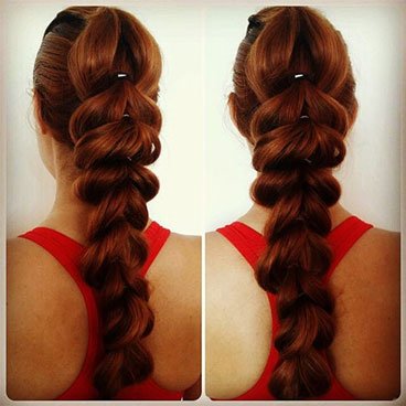 Garnier Fructis Sleek & Shine Anti-Humidity Smoothing Milk, Sheer Set Hairspray - Long Hairstyle Gallery - Pull-Through Braid - easy hairstyle with incredible volume